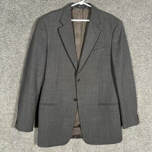 Armani Collezioni Jacket Mens 42 Long Gray Wool Blazer Sport Coat Made Italy VTG